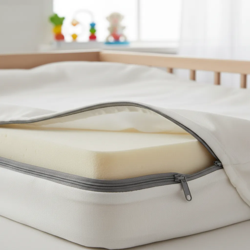 Matelas bébé avec housse déhoussable et lavable en machine